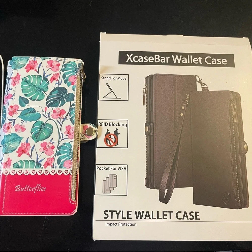 Floral Wallet/Phone Case - Pink and Green